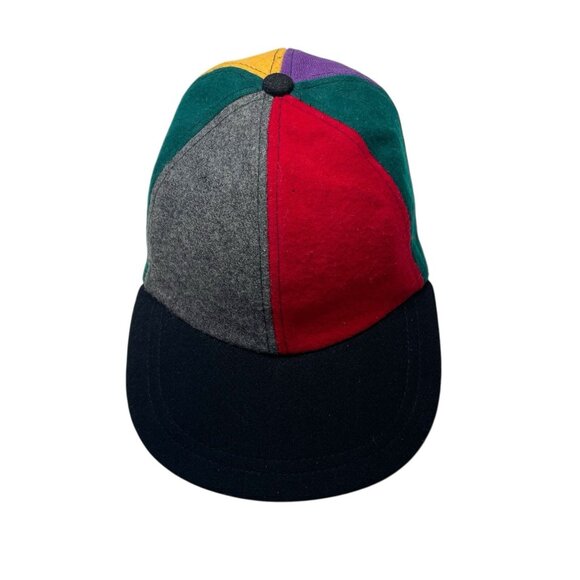 VTG Eastern Accessories Wool Blend Multi Color Colorblock Hat Elastic Strap READ - Picture 2 of 11